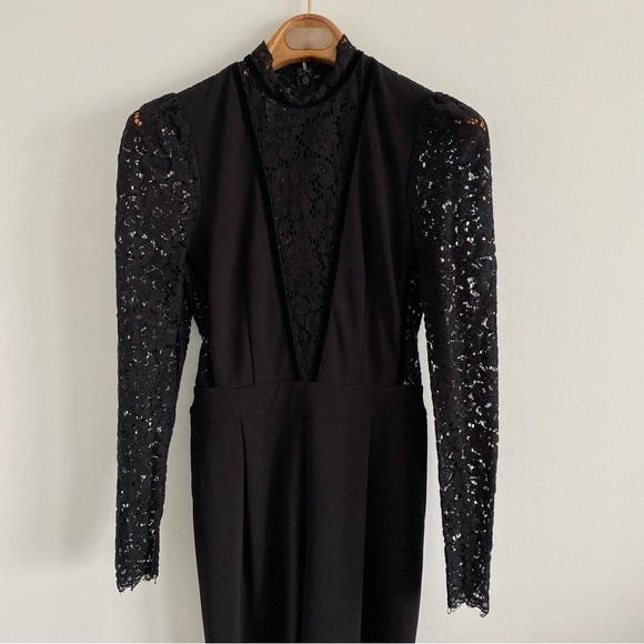 Express Black Lace Long Sleeve Jumpsuit Size 2